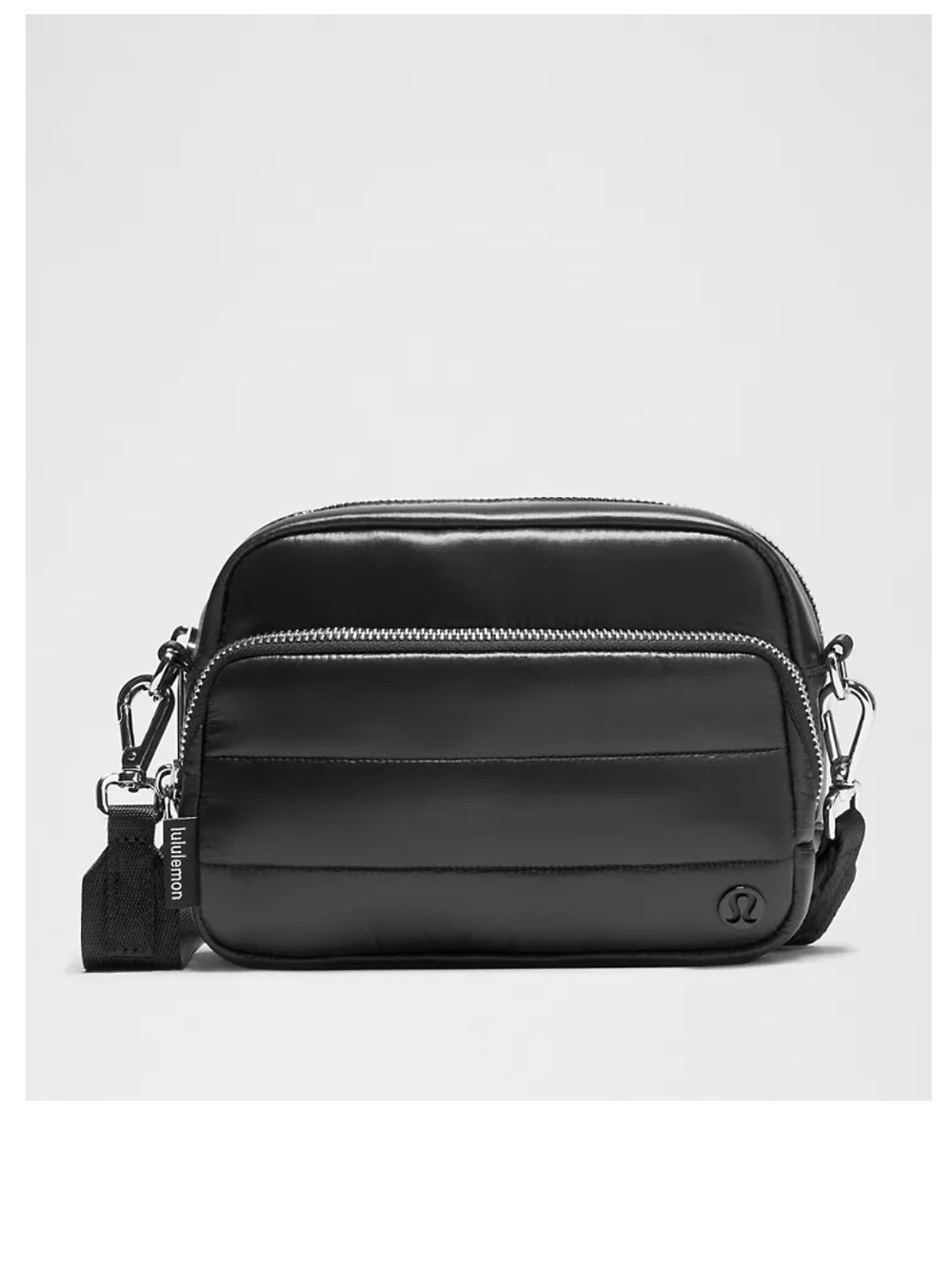 LULULEMON Black Everywhere Crossbody Bag 2L Wunder Puff w/ Silver Hardware